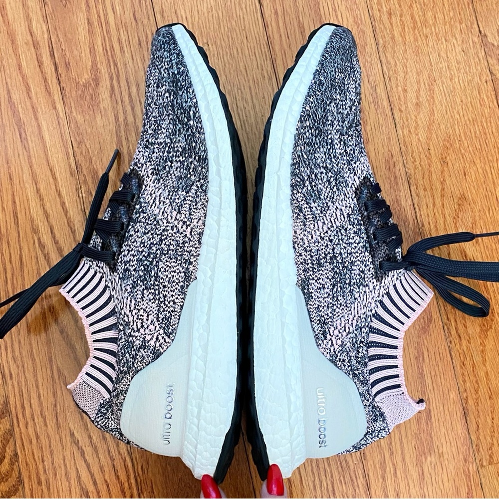 ADIDAS black pink carbon white knit no tongue ULTRABOOST UNCAGED SNEAKERS - Picture 6 of 9